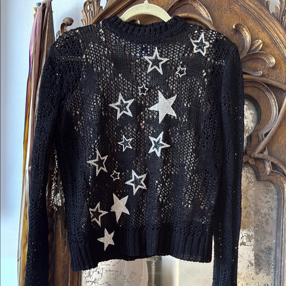 Faith Connecxion Black Star Patterned Women's Sweater